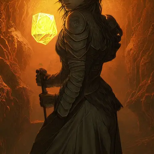 realistic shaded lighting, dungeons and dragons artwork, dan mumford, dreaming illusion, glow effect, half body, behance hd, wearing jacket and skirt, art by gustave dore, albert bierstadt