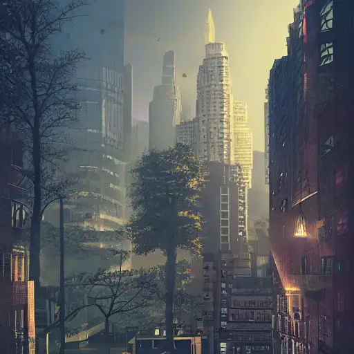 landscape, city, by igarashi daisuke, asymmetric, dark lighting, pexels contest winner, front game card, james gurney, houdini, dappled sunlight