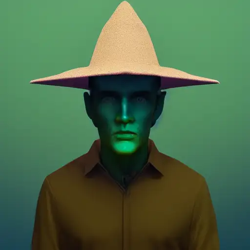 beeple, jayison devadas, cactus, ornamental, amano, lord of the rings, brimmed witch hat, aesthetic octane render, portrait bust, acrylic palette knife