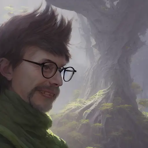 finely detailed features, ugly, anthro digitigrade natural, green, wearing black frame glasses, 8k octane comprehensive render, 8 5 mm photograph, anime digital art, in style of greg rutkowski, by loish