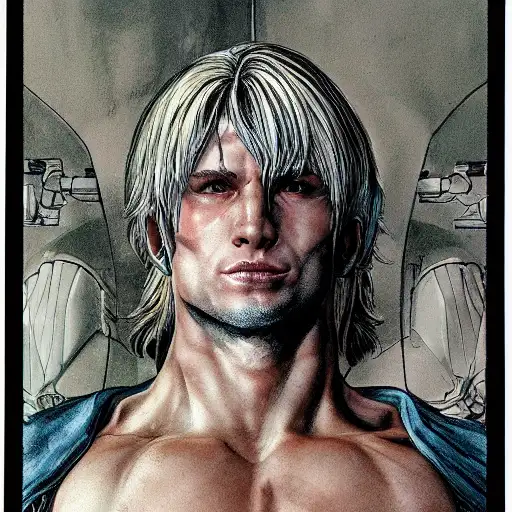 official fanart, vivid, smooth face, muscle extremely detailed, midsommar, low visibility, portrait of thancred, military art, immaculate scale, michael kaluta