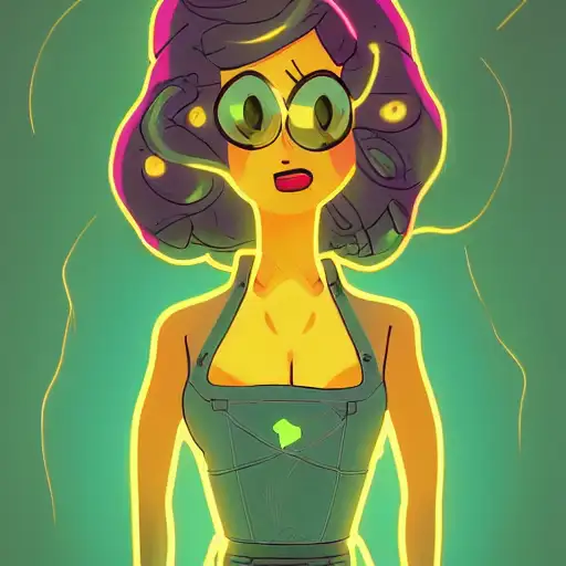 portrait of a spongebob goddess, maxim cover, 2 0 0 mm focal length, dark colors, character concept design, atey ghailan and mike mignola, neon, d & d, cyber background, seductive look