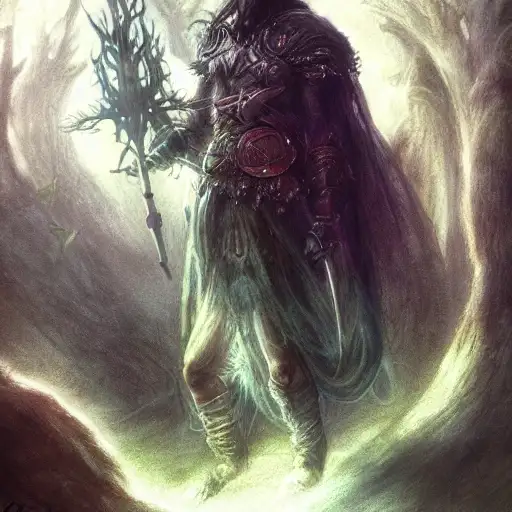 hunter, stunning, fantasy, epic lighting, side profile, brian froud, art station, matte print, outstanding, incredible quality
