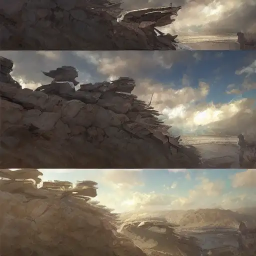 dreamscape, cushart, concept, no people, stanley kubrick, panoramic view, middle shot, by riccardo federici, a vibrant digital oil painting, cute fine face