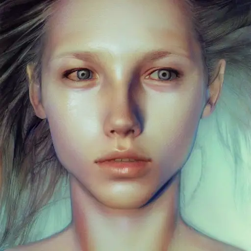 soft glow, proportional body, concise lines, high, by alan lee, decaying face, by chris moore, realistic render, beautiful girl, art by pascal blanche