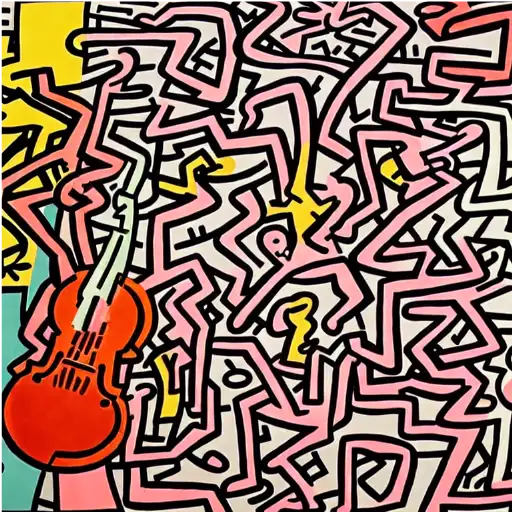 a cello painted by keith haring 2 