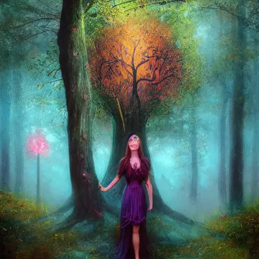 atmosphere cinematic, tree of life, magical forest, kai carpenter, beauty portrait, by paul lehr, super powers, high, taned skin, irina french