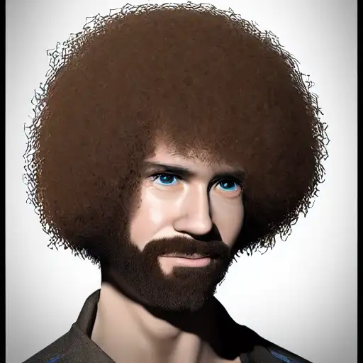 short wavy hair, 4k ultra hd, adventurous, stunning detail, bob ross, portrait dnd, a character portrait by yuumei, bladerunner, realistic cute face, light and shadow effects