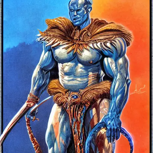 earl norem, cross section, blue color palette, giant colorful hyperbeast, character select portrait, 8, game of thrones, ornate background, full body pose, muscle extremely detailed