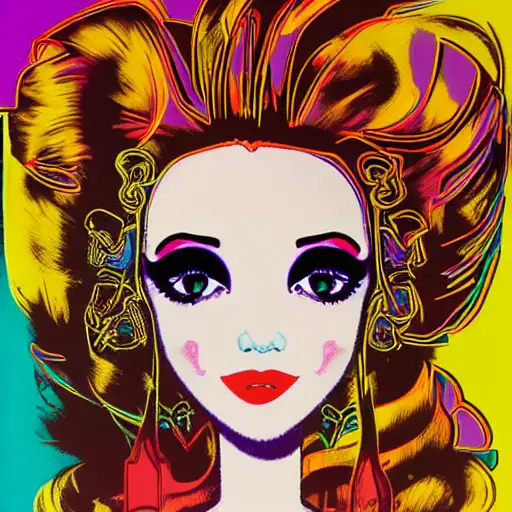 vibrant colours, andy warhol, she is about 30 years old, amagaitaro, cross section, brown eyes, stephen hickman, character, ever after high, movie poster