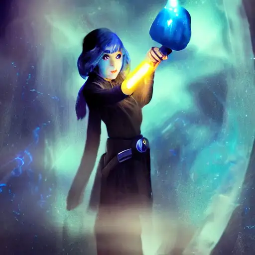 and j, up cinematic dramatic atmosphere, glowing blue mushrooms, star wars, s fashion, dnd character portrait, deviantart, fake hidden detail, perfectly defined features, genshin impact