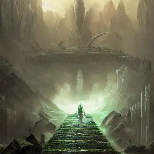 e, c&c tiberium nod, game art, jakub rozalski, magical, dynamic composition, magic the gathering artwork, stairway to heaven, symmetrical facial features, made by tran ross