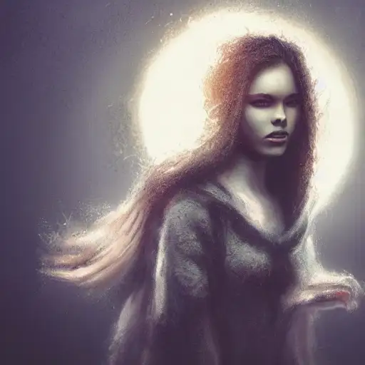 teenager girl, aleksi briclot, dark atmosphere, clip stadio, curly black beard, character posing for concept art, flames everywhere, portrait of a sun goddess, excellent composition, wearing an oversized sweater